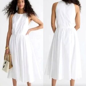 J. Crew White Poplin Sleeveless Midi Dress 8 Like New